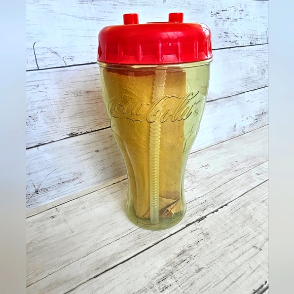 VINTAGE COCA COLA COKE Genuine Sport Bottle Plastic Cup Red Lid & Straw - Picture 4 of 8